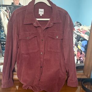 Kensie Deep Red Corduroy Top